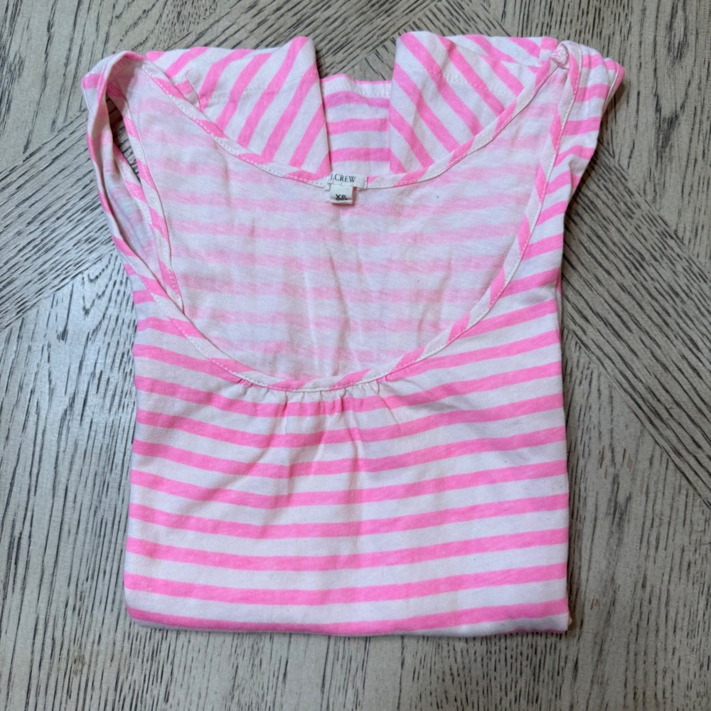 J.Crew XS Pink Striped Sleeveless Linen‎ Blend Tank Top Pink  Casual Summer
